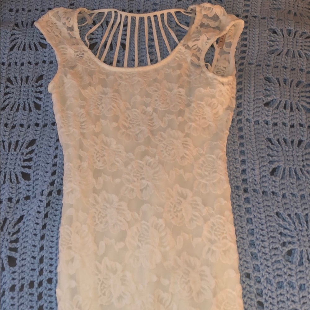 White Blouse with Cut out Back